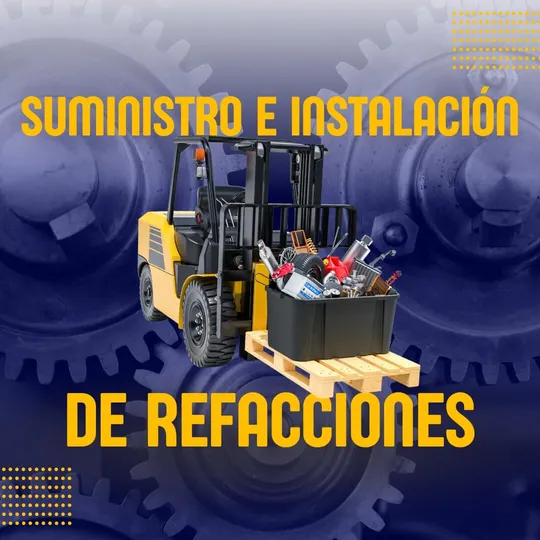 Refacciones y accesorios para montacargas siendo inspeccionados antes de su instalación.